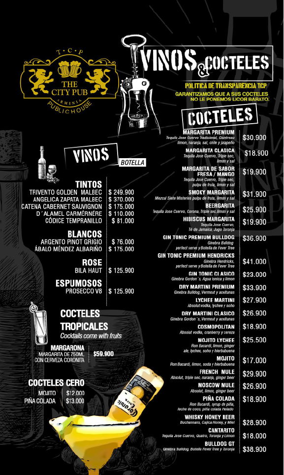 Carta de The City Pub en Armenia, Quindio — página 6
